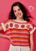 Sunny Delight Crochet Pattern – Cotton Granny Square Tee – Sizes to 2XL