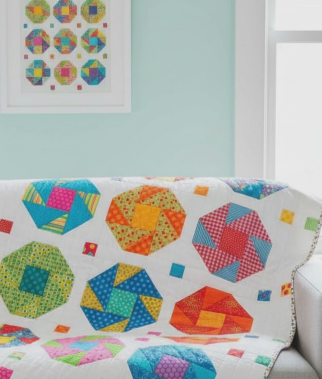 Vibrant Whirl Patchwork Quilt Pattern: Beginner-Friendly Scrap Quilt PDF