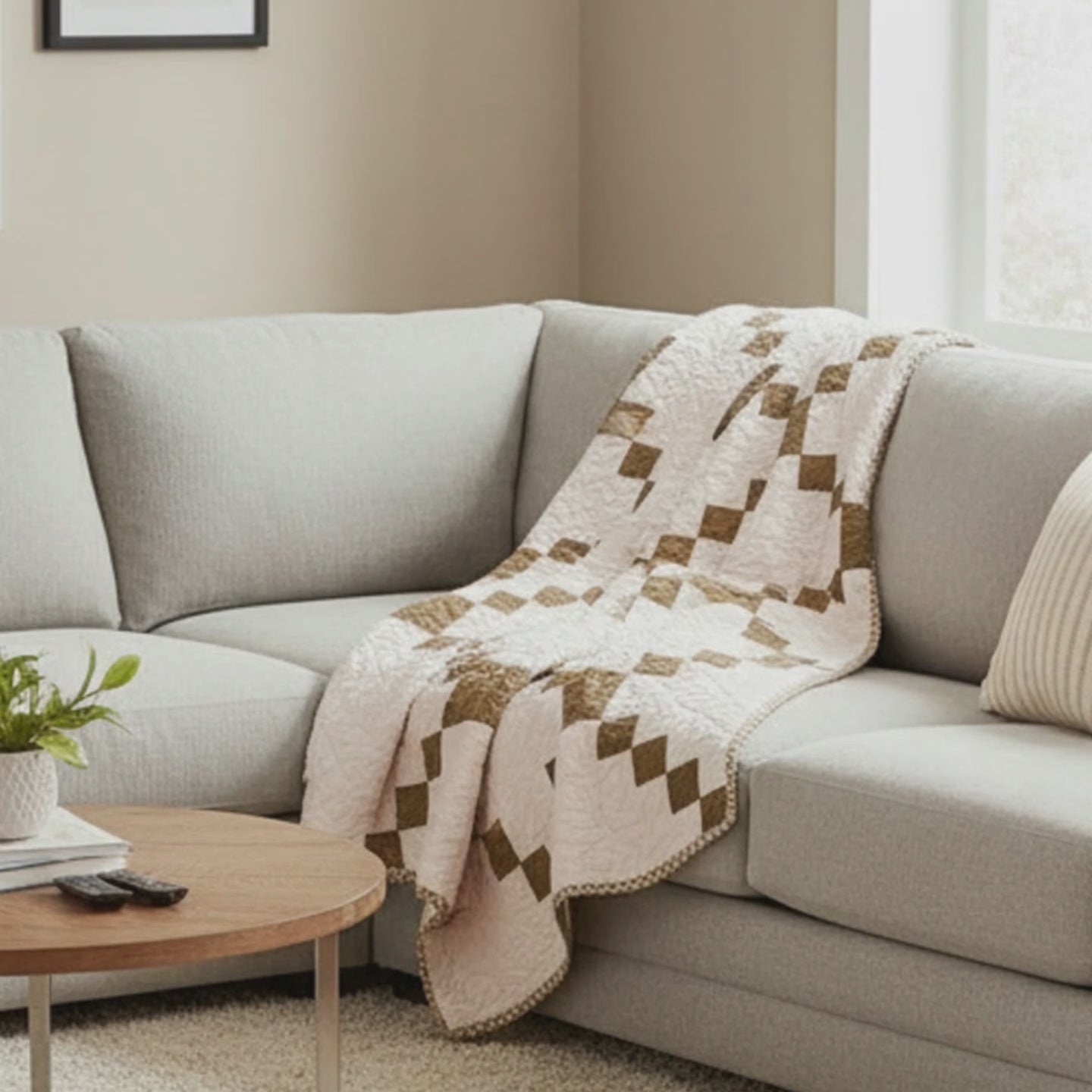 Modern Framed Patchwork Baby Quilt Pattern: Beginner Friendly Large Block Quilt PDF