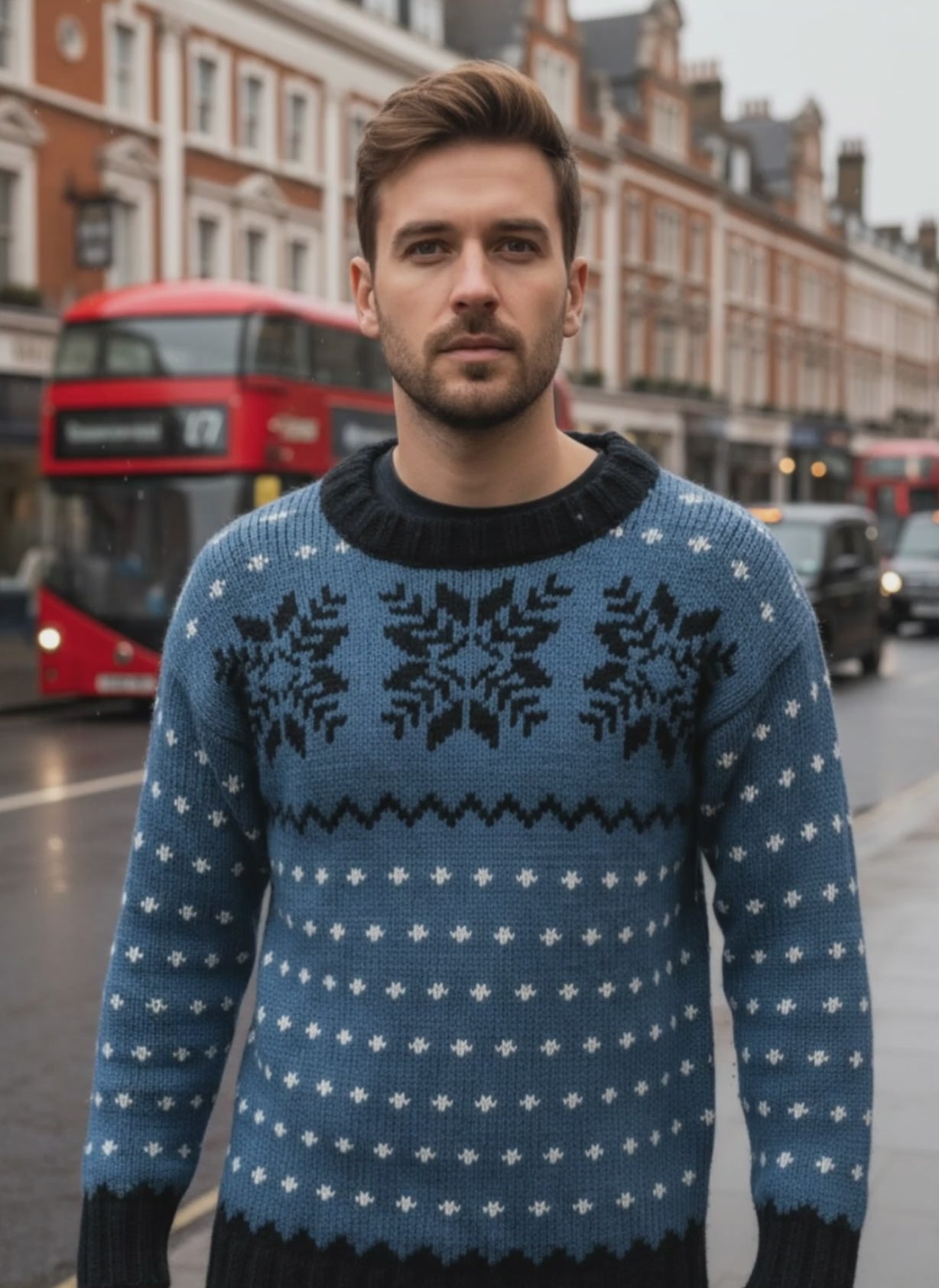 Winter Fair Isle Men’s Sweater Knitting Pattern: Chunky Knit Pullover