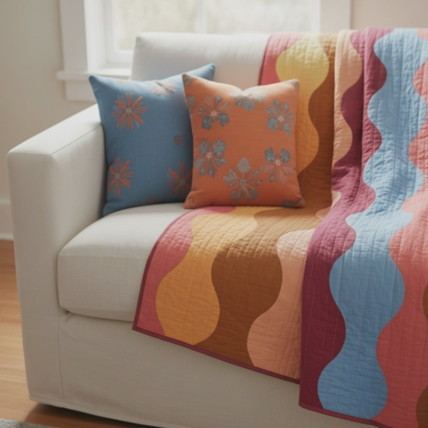 Modern Curved Geometry Quilt Pattern: Printable Patchwork Project for Contemporary Quilts