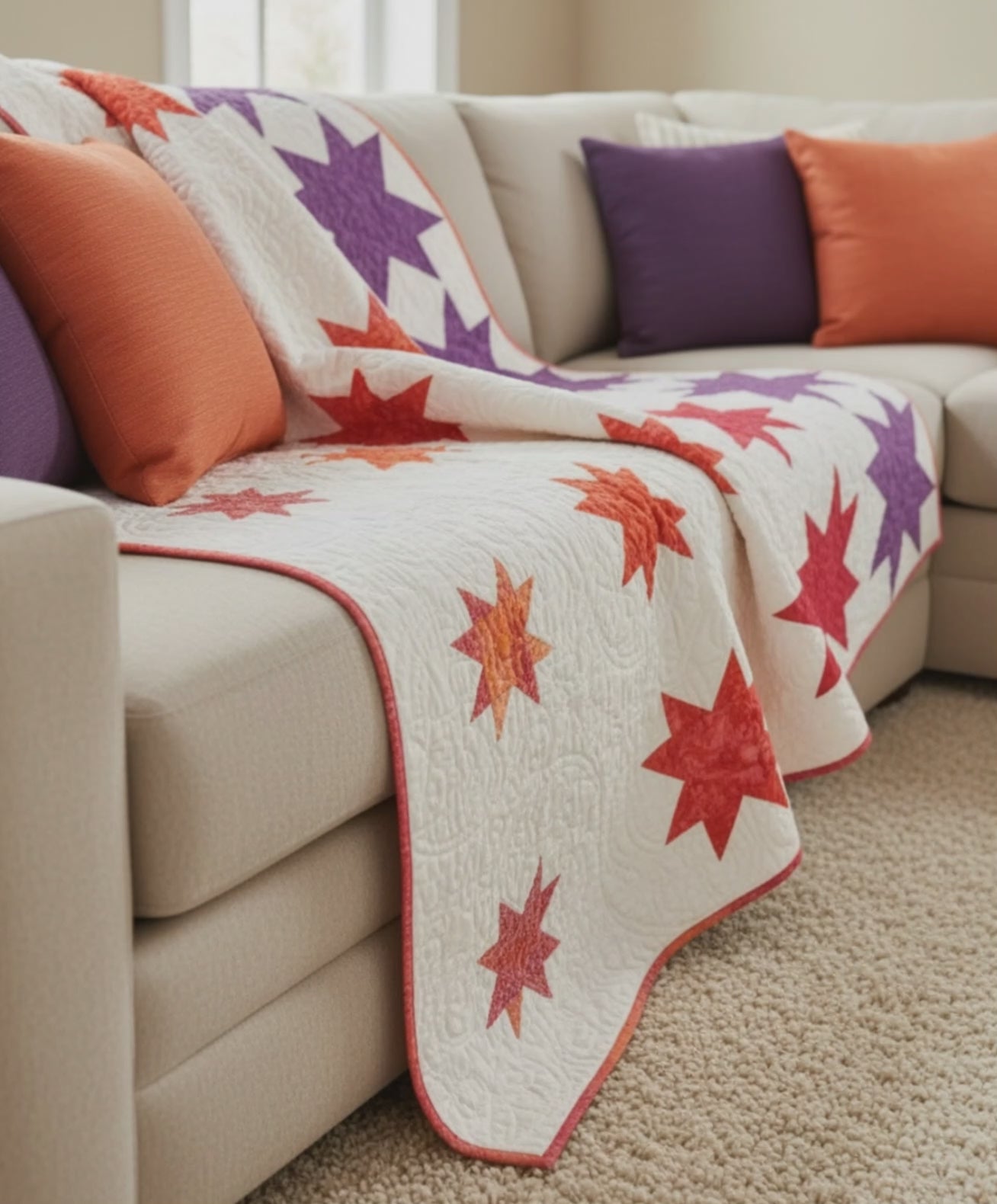 Celestial Starflow Quilt Pattern: Modern Gradient Star Quilt with Variable Block Sizes